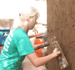 plastering the well-house